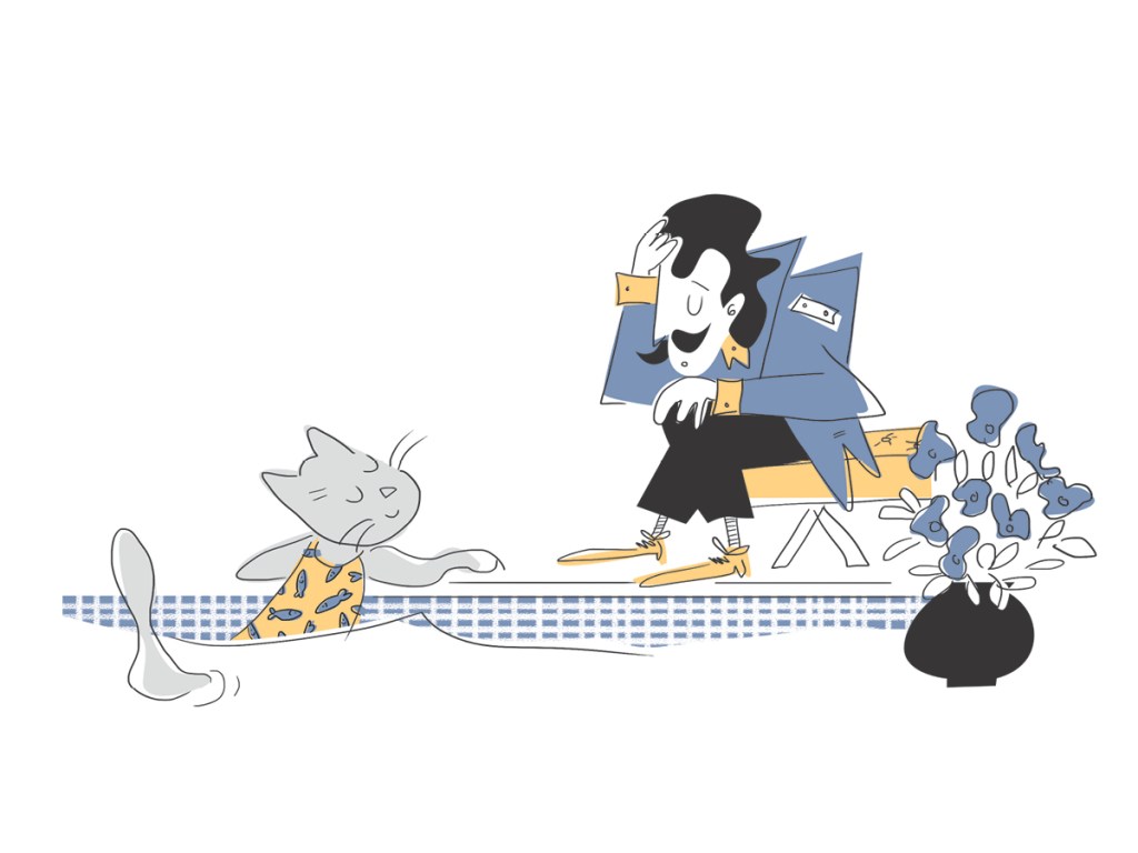 Satuja Vestalle kirjan kuvitus ja taitto. Pehmeät värit, ihanat hahmot.
Children's story book illustration and graphic design. Midcentury modern style, cat in swimming pool.